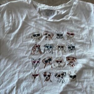 J Crew Collection White Short Sleeve Tee with Dog Print limited edition